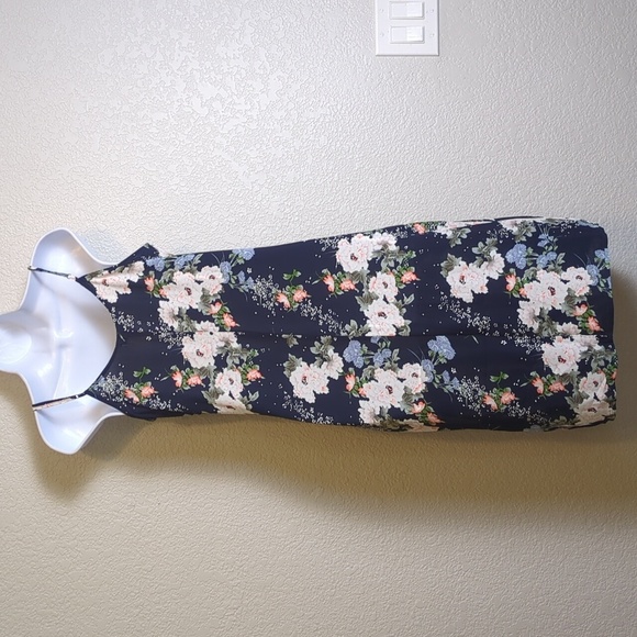 Nordstrom Love, Fire navy floral sleeveless v neck midi dress - Picture 4 of 7